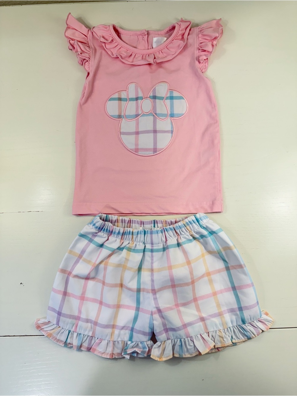 Eliza James Plaid Minnie Mouse Short Set 2T